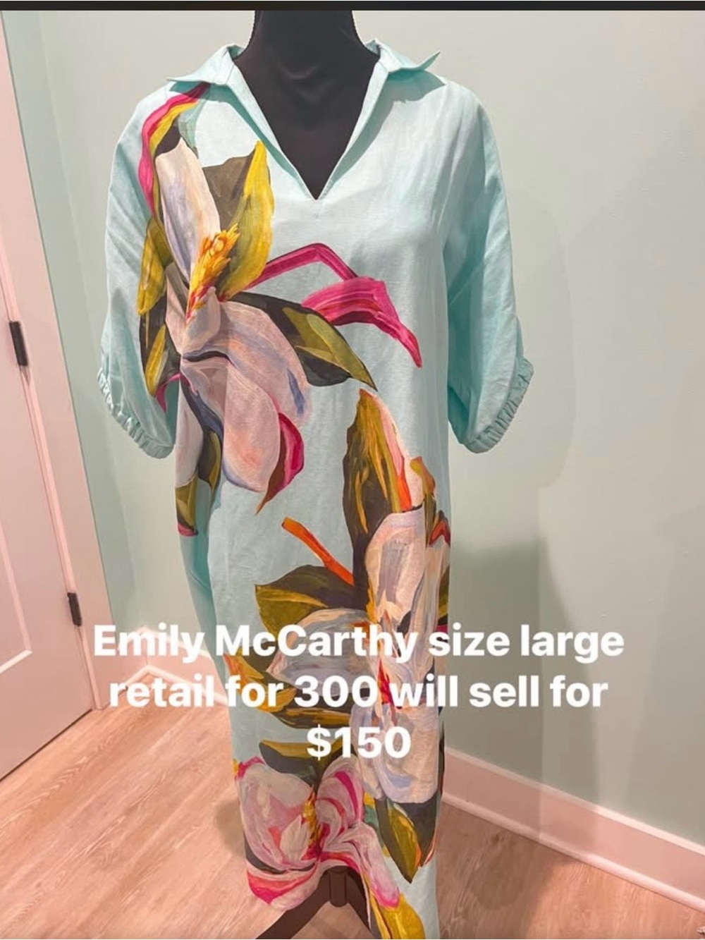Emily McCarthy Mint Floral Maxi Dress - Large